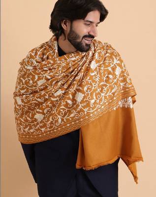 Floral embroidered acro woolen shawl 1