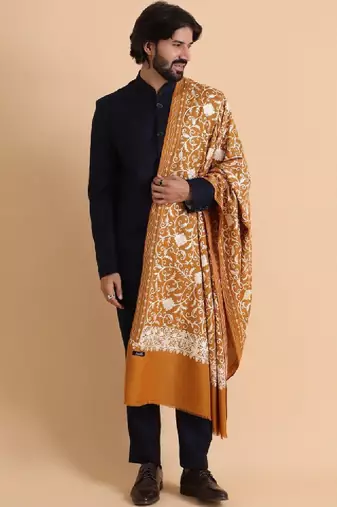 Floral embroidered acro woolen shawl