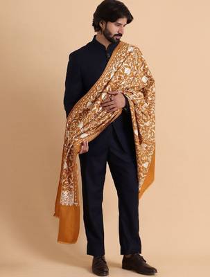 Floral embroidered acro woolen shawl 4