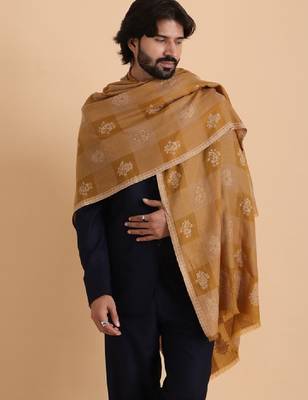 Checked woven design woolen shawl 1