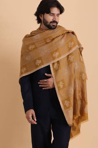 Checked woven design woolen shawl