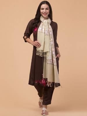 Floral embroidered acrylic shawl 1