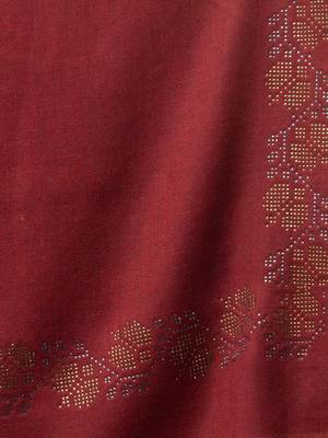 Aari embroidered border woollen shawl 2