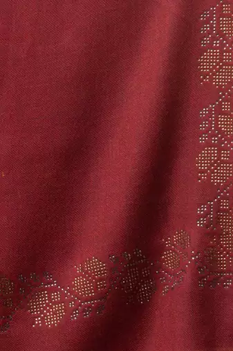 Aari embroidered border woollen shawl