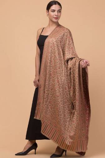 Floral woven design acrylic shawl