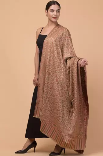 Floral woven design acrylic shawl