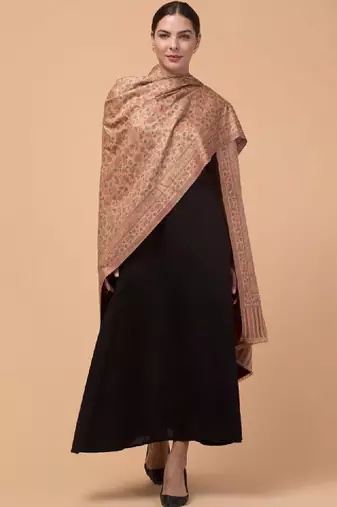 Floral woven design acrylic shawl