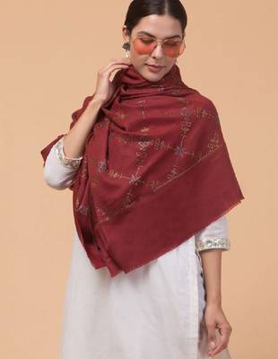 Floral woven design beads and stones woollen shawl 1