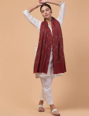 Floral woven design beads and stones woollen shawl 4