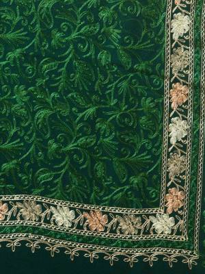 Floral aari embroidered acrylic woollen shawl 2