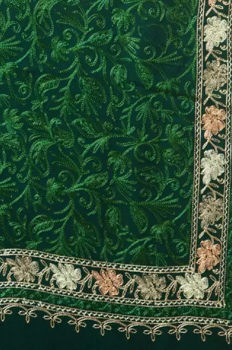 Floral aari embroidered acrylic woollen shawl