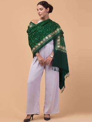 Floral aari embroidered acrylic woollen shawl 4