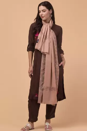 Floral woven design woollen shawl