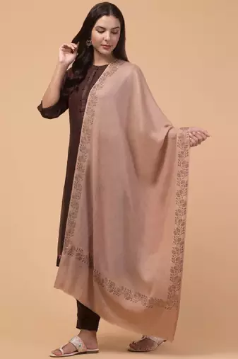 Floral woven design woollen shawl