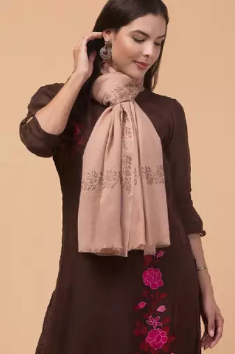 Floral woven design woollen shawl