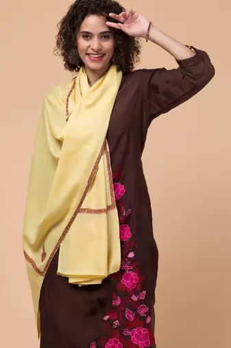 Women paisley woven design pure woollen shawl
