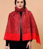 Floral woven design wool shawl
