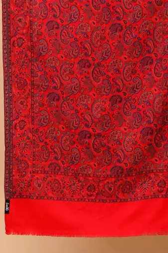 Floral woven design wool shawl