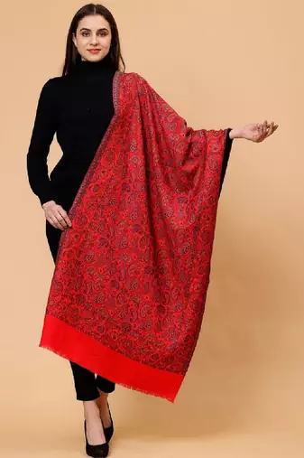 Floral woven design wool shawl