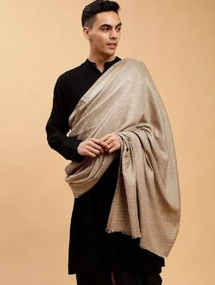 Checked woven-design woollen shawl 2