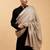 Checked woven-design woollen shawl