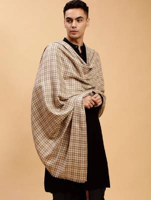 Checked woven-design woollen shawl 3