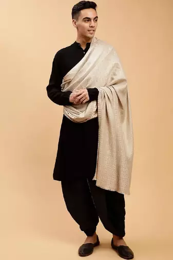 Men checked woven design shawl
