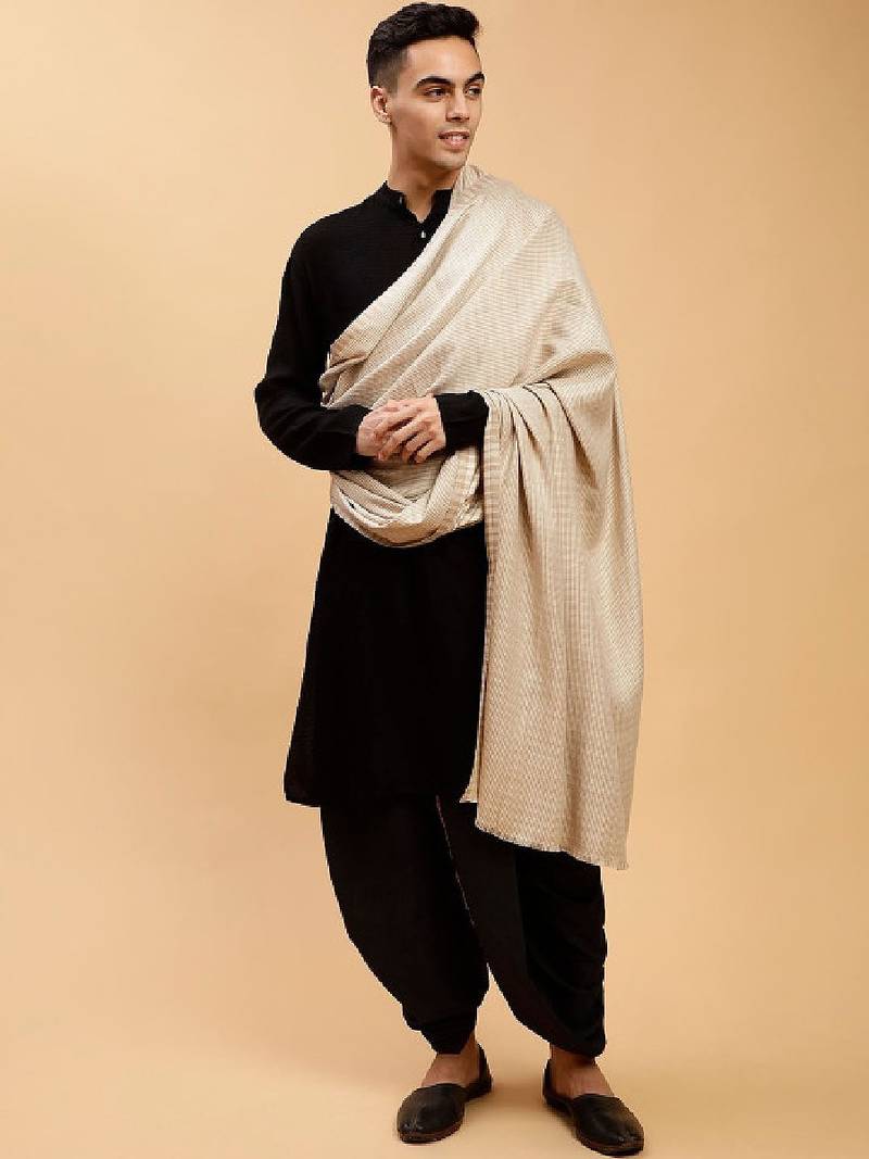 Men checked woven design shawl