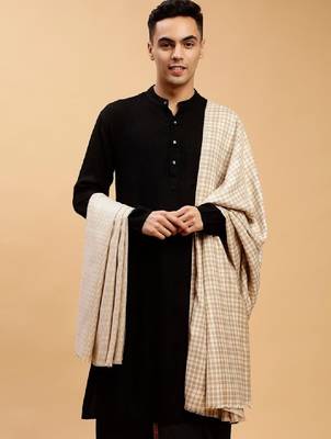 Men checked woven design shawl 2