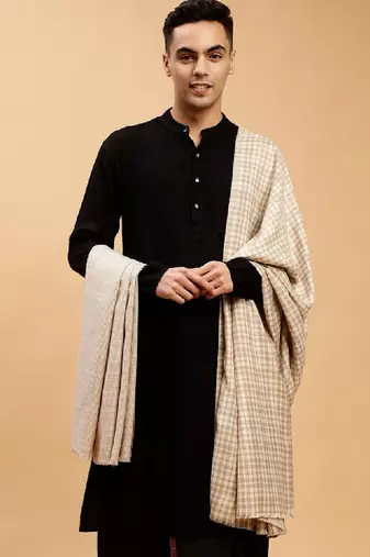 Men checked woven design shawl