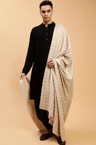 Men checked woven design shawl