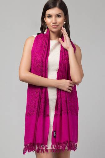Kashmiri floral embroidered beads and stones pure wool shawl