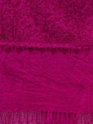 Kashmiri floral embroidered beads and stones pure wool shawl 2