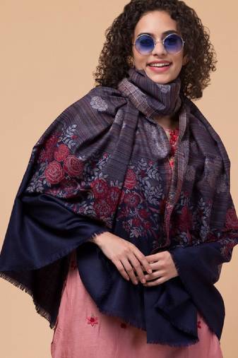 Floral printed pashmina style woolen shawl