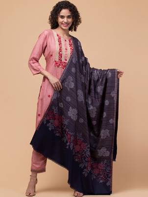 Floral printed pashmina style woolen shawl 4