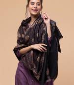 Floral woven design woollen shawl