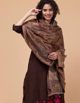 Women ethnic motifs woven-design wollen shawl 3