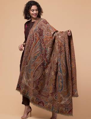 Women ethnic motifs woven-design wollen shawl 4