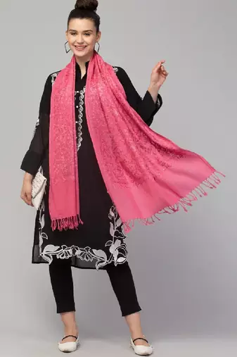 Embroidered wool shawl