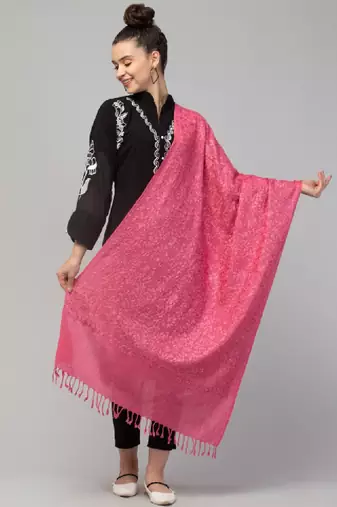 Embroidered wool shawl