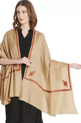 Women ethnic motifs embroidered shawl