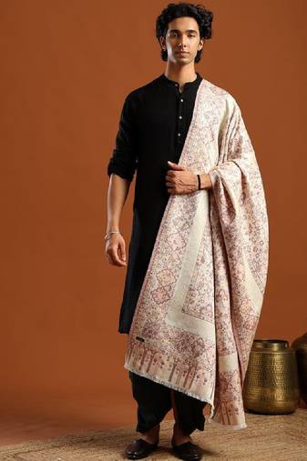 Floral woven design zari work shawl