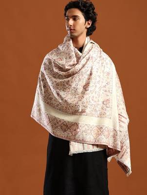 Floral woven design zari work shawl 2