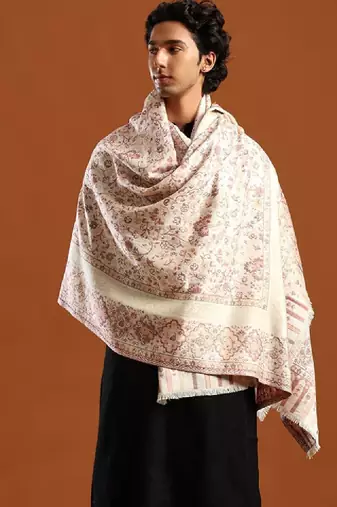 Floral woven design zari work shawl