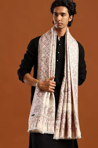 Floral woven design zari work shawl