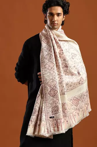 Floral woven design zari work shawl