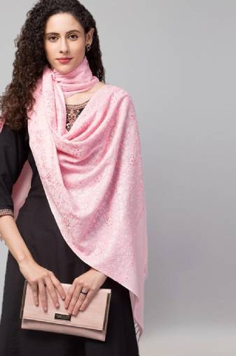 Floral embroidered woolen stole