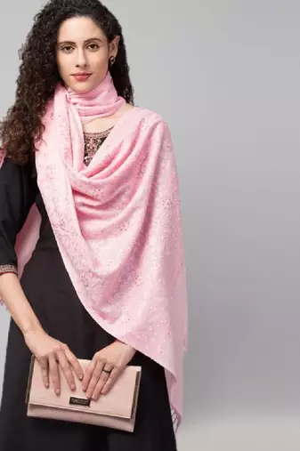 Floral embroidered woolen stole