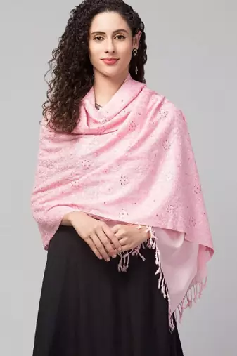 Floral embroidered woolen stole