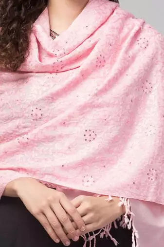 Floral embroidered woolen stole